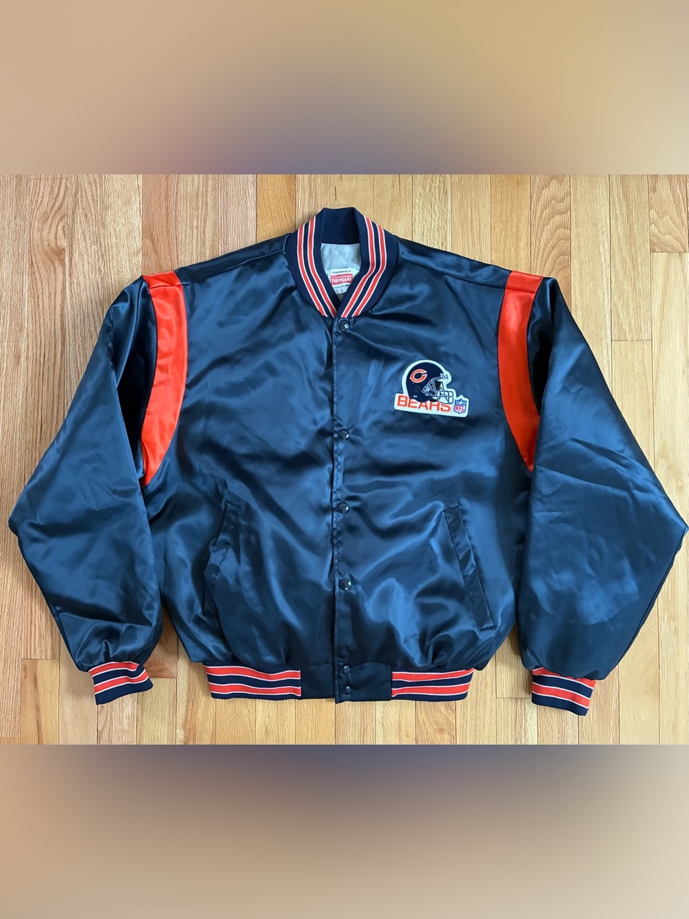 Vintage Chicago Bears Swingster Satin Bomber Jacket Coat Men’s Size L